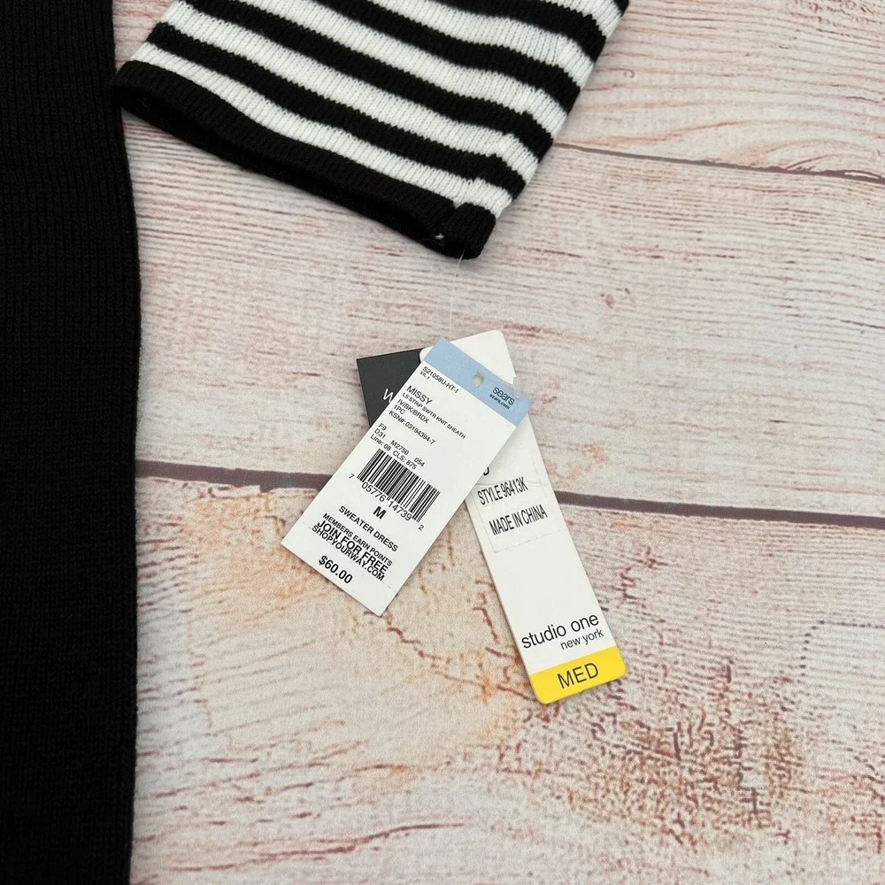 Studio One New York Women's Long Sleeve Sweater Striped Dress Size M - Picture 10 of 11